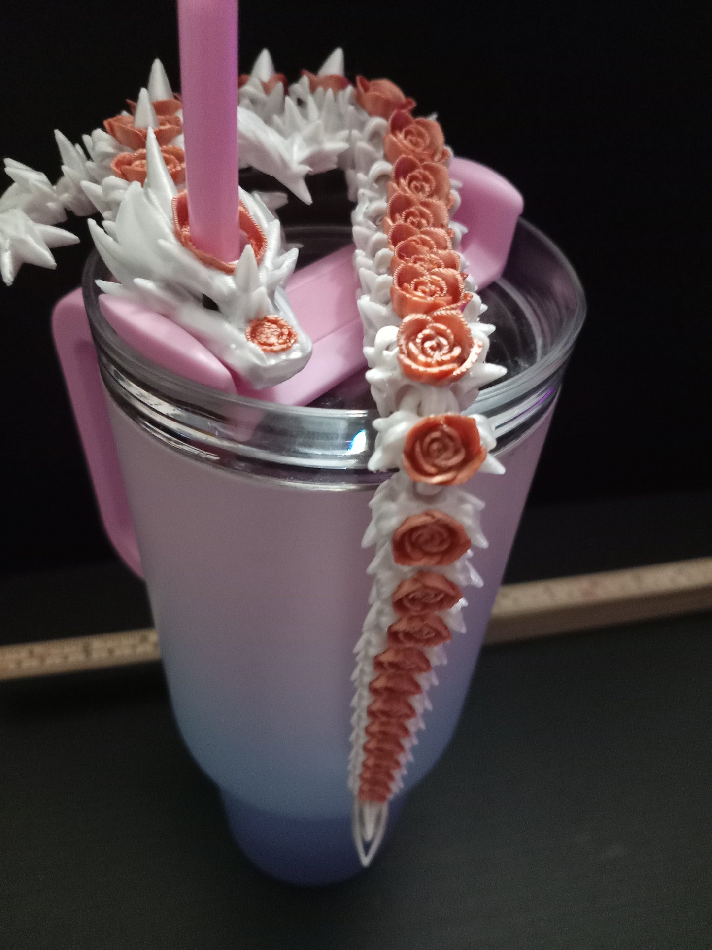 Rose Dragon Tumbler Straw Topper: